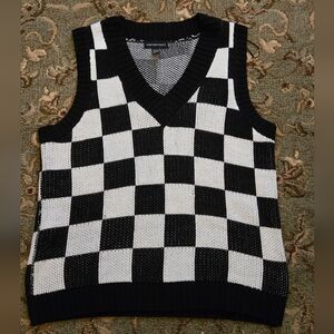 Checkered V-Neck Sweater Vest